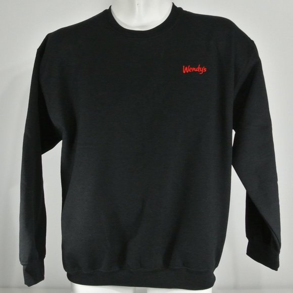 WENDY'S Hamburgers Black Sweatshirt Employee Uniform Shirt Size S Small - Picture 2 of 10